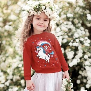 SWEATSHIRT Red Rainbow Unicorn Santa Sweatshirt